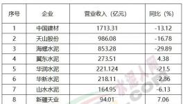 重磅！水泥行业“十大排行榜”揭秘……